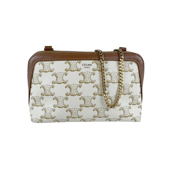 CELINE White and Brown Shoulder Bag - Picture 1 of 5